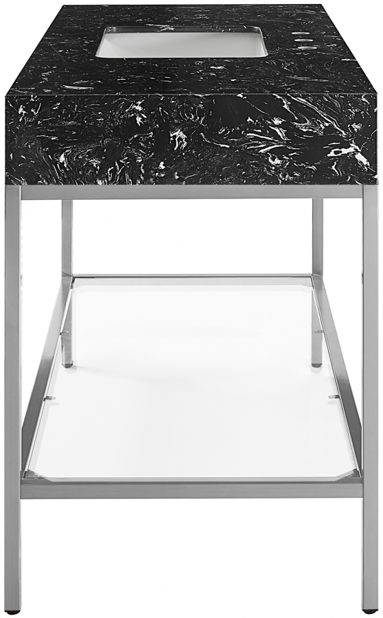 Marmo 48" Engineered Stone Top, Steel And Glass Base Vanity