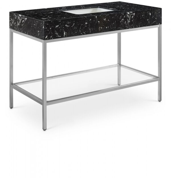 Marmo 48" Engineered Stone Top, Steel And Glass Base Vanity