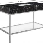 Marmo 48" Engineered Stone Top, Steel And Glass Base Vanity