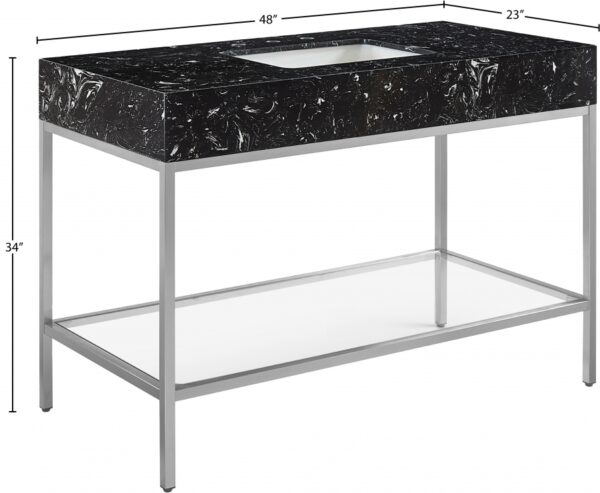 Marmo 48" Engineered Stone Top, Steel And Glass Base Vanity