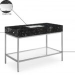 Marmo 48" Engineered Stone Top, Steel And Glass Base Vanity