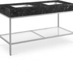 Marmo 60" Engineered Stone Top, Steel And Glass Base Vanity