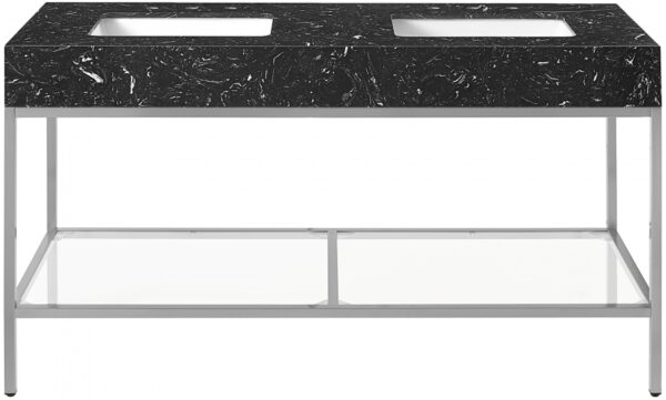 Marmo 60" Engineered Stone Top, Steel And Glass Base Vanity