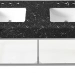 Marmo 60" Engineered Stone Top, Steel And Glass Base Vanity