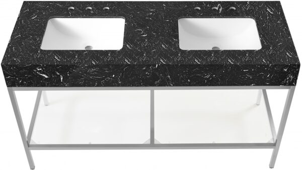 Marmo 60" Engineered Stone Top, Steel And Glass Base Vanity