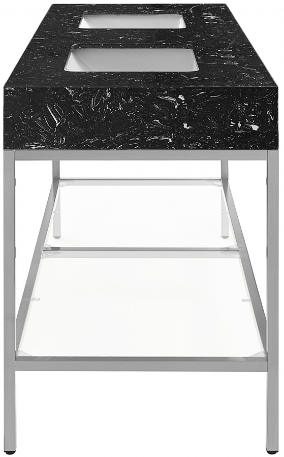 Marmo 60" Engineered Stone Top, Steel And Glass Base Vanity