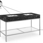 Marmo 60" Engineered Stone Top, Steel And Glass Base Vanity