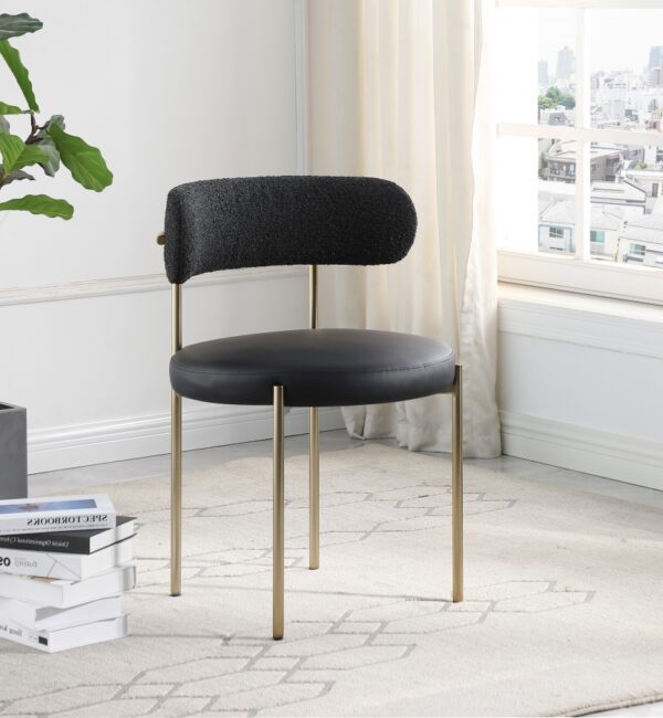 Beacon Vegan Leather And Boucle Fabric Upholstered Dining Chair