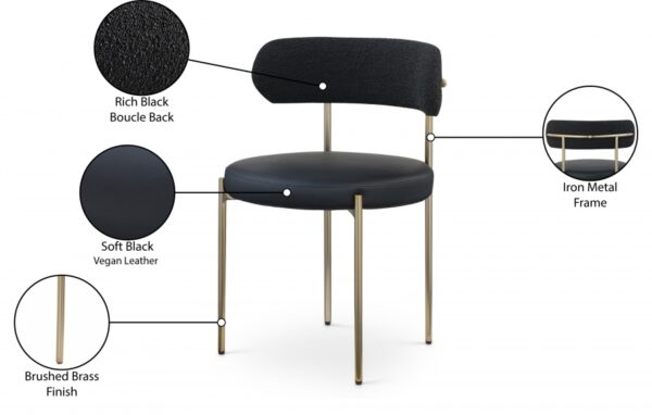 Beacon Vegan Leather And Boucle Fabric Upholstered Dining Chair