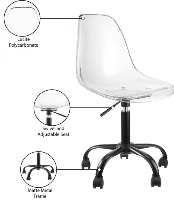 Clarion Lucite Seat And Metal Base Office Chair