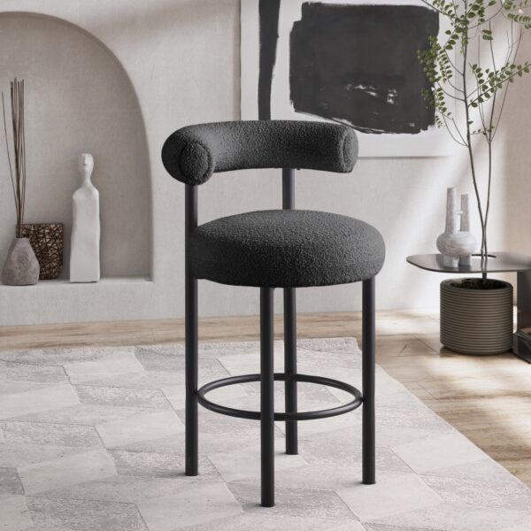 Bordeaux Boucle Fabric Upholstered Stool