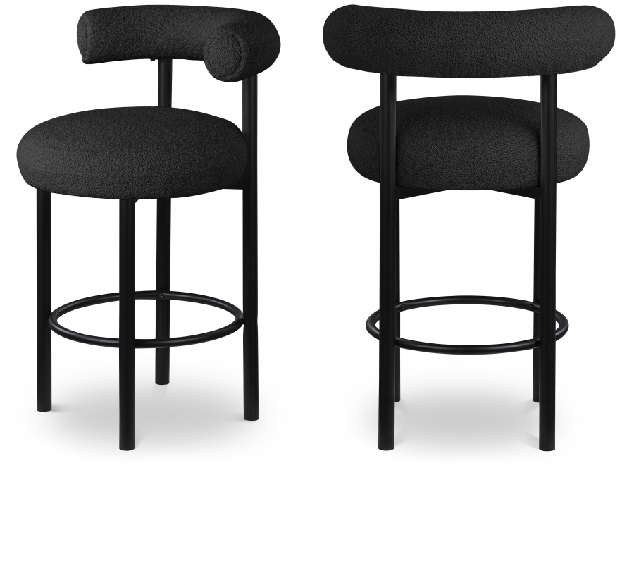Bordeaux Boucle Fabric Upholstered Stool