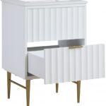 Modernist 24" Engineered Stone Top And Solid Wood Base Bathroom Vanity
