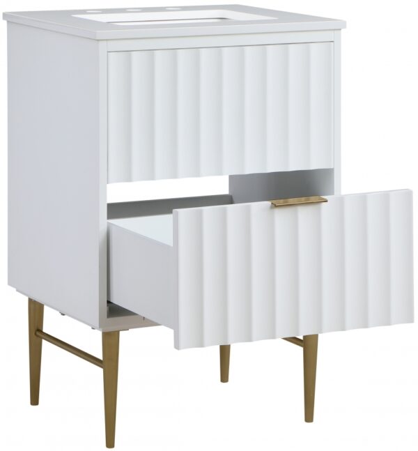 Modernist 24" Engineered Stone Top And Solid Wood Base Bathroom Vanity