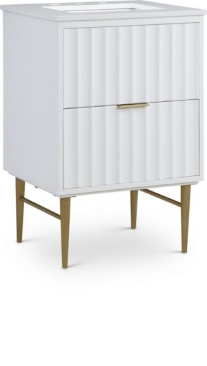 Modernist 24" Engineered Stone Top And Solid Wood Base Bathroom Vanity