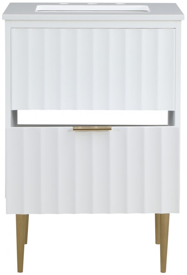 Modernist 24" Engineered Stone Top And Solid Wood Base Bathroom Vanity