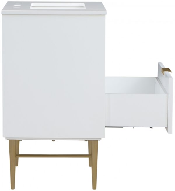 Modernist 24" Engineered Stone Top And Solid Wood Base Bathroom Vanity