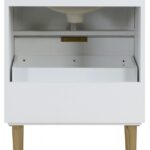 Modernist 24" Engineered Stone Top And Solid Wood Base Bathroom Vanity