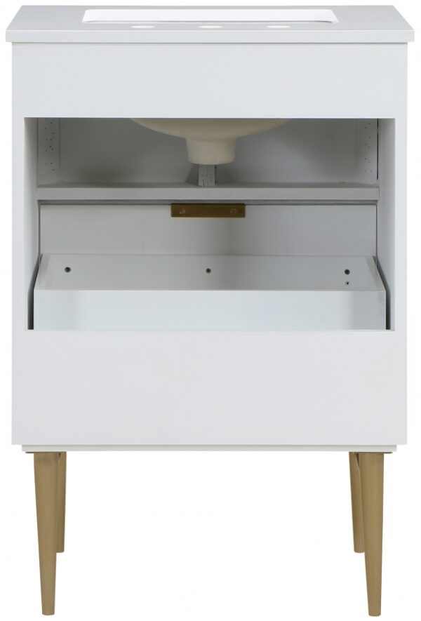 Modernist 24" Engineered Stone Top And Solid Wood Base Bathroom Vanity