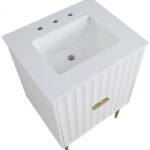Modernist 24" Engineered Stone Top And Solid Wood Base Bathroom Vanity