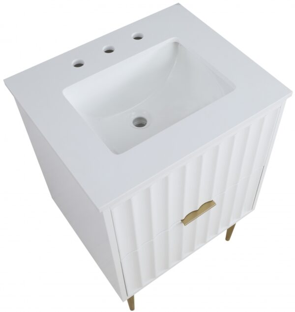 Modernist 24" Engineered Stone Top And Solid Wood Base Bathroom Vanity