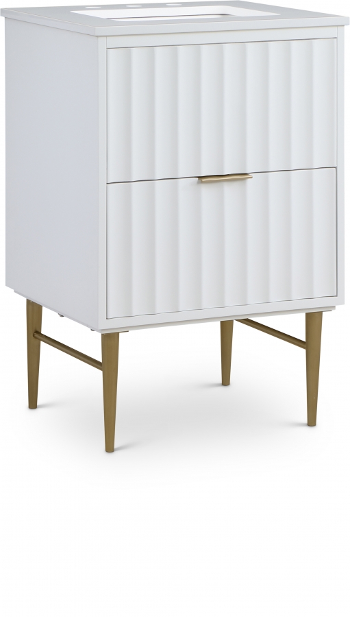 Modernist 24" Engineered Stone Top And Solid Wood Base Bathroom Vanity