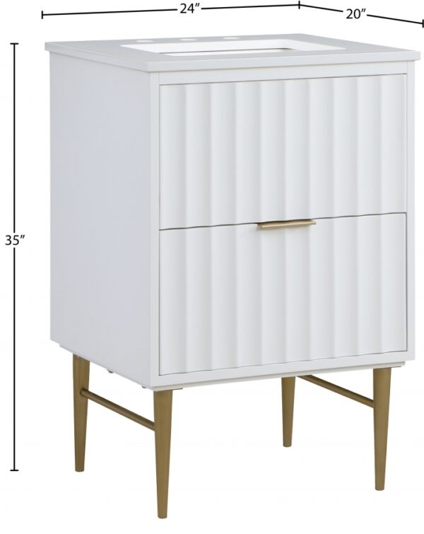 Modernist 24" Engineered Stone Top And Solid Wood Base Bathroom Vanity