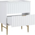 Modernist 30" Engineered Stone Top And Solid Wood Base Bathroom Vanity