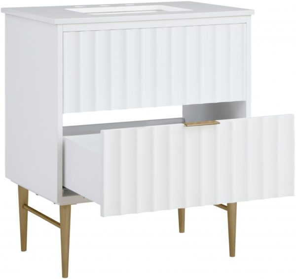 Modernist 30" Engineered Stone Top And Solid Wood Base Bathroom Vanity