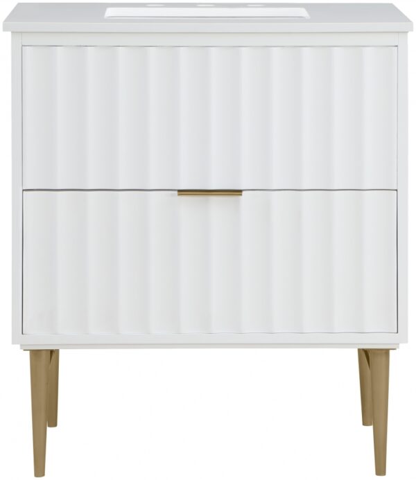 Modernist 30" Engineered Stone Top And Solid Wood Base Bathroom Vanity