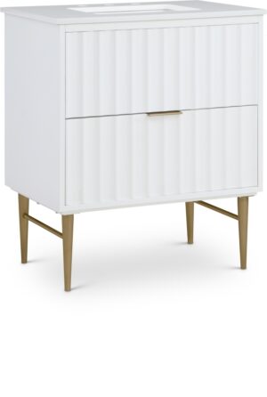 Modernist 30" Engineered Stone Top And Solid Wood Base Bathroom Vanity