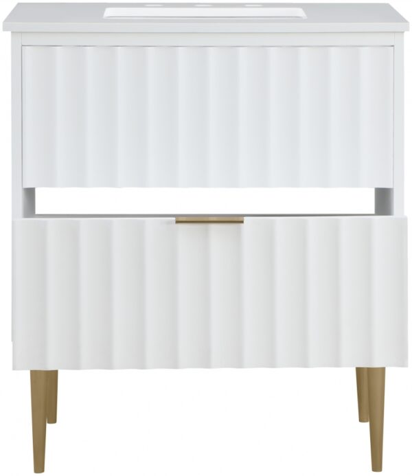 Modernist 30" Engineered Stone Top And Solid Wood Base Bathroom Vanity