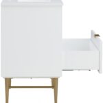 Modernist 30" Engineered Stone Top And Solid Wood Base Bathroom Vanity