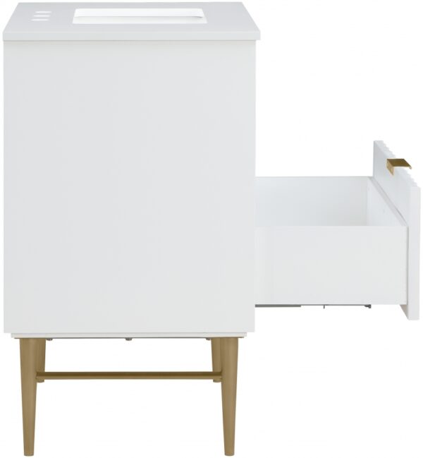 Modernist 30" Engineered Stone Top And Solid Wood Base Bathroom Vanity