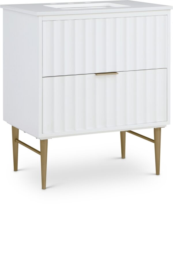 Modernist 30" Engineered Stone Top And Solid Wood Base Bathroom Vanity