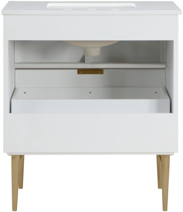 Modernist 30" Engineered Stone Top And Solid Wood Base Bathroom Vanity