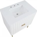 Modernist 30" Engineered Stone Top And Solid Wood Base Bathroom Vanity