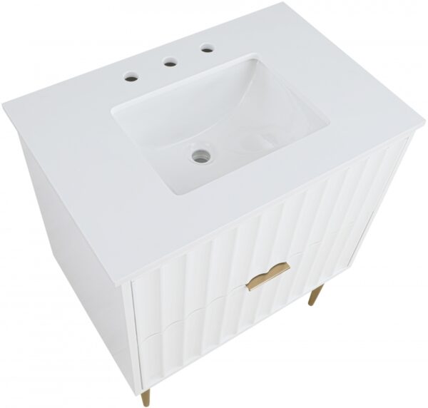 Modernist 30" Engineered Stone Top And Solid Wood Base Bathroom Vanity