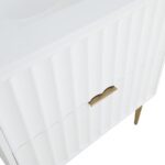 Modernist 30" Engineered Stone Top And Solid Wood Base Bathroom Vanity