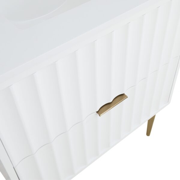 Modernist 30" Engineered Stone Top And Solid Wood Base Bathroom Vanity
