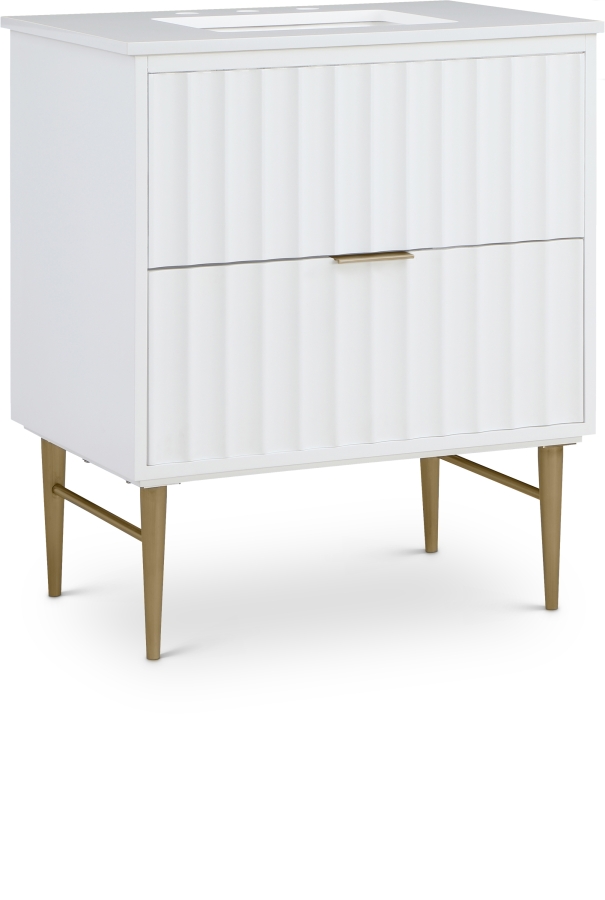 Modernist 30" Engineered Stone Top And Solid Wood Base Bathroom Vanity