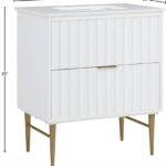 Modernist 30" Engineered Stone Top And Solid Wood Base Bathroom Vanity