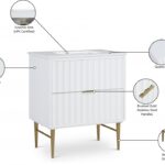 Modernist 30" Engineered Stone Top And Solid Wood Base Bathroom Vanity