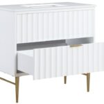 Modernist 36" Engineered Stone Top And Solid Wood Base Bathroom Vanity