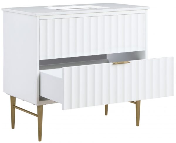 Modernist 36" Engineered Stone Top And Solid Wood Base Bathroom Vanity