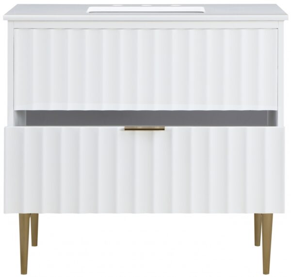 Modernist 36" Engineered Stone Top And Solid Wood Base Bathroom Vanity