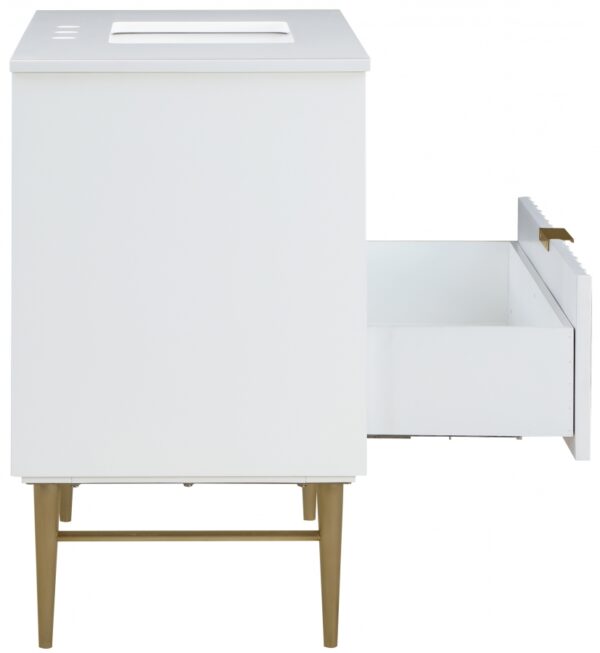 Modernist 36" Engineered Stone Top And Solid Wood Base Bathroom Vanity