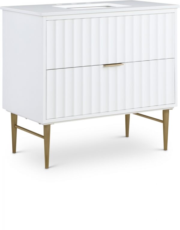 Modernist 36" Engineered Stone Top And Solid Wood Base Bathroom Vanity