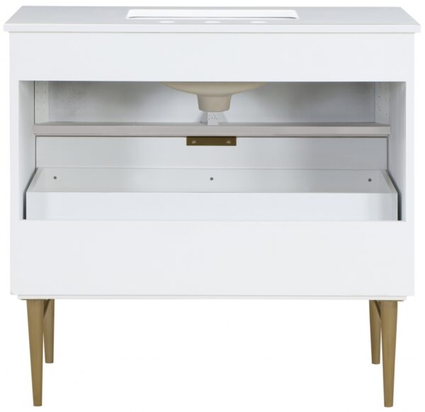 Modernist 36" Engineered Stone Top And Solid Wood Base Bathroom Vanity