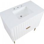 Modernist 36" Engineered Stone Top And Solid Wood Base Bathroom Vanity